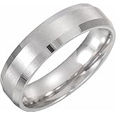 Sonia Jewels Solid Platinum 6mm Beveled Edge Wedding Band Ring Comfort Fit Matte Brushed Satin - Size 7.5