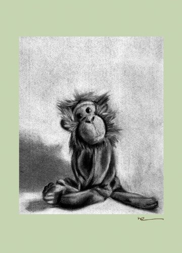 Oopsy Daisy Charcoal Monkey Canvas Wall Art, Green, 10" x 14"