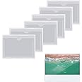 30Pcs Label Holder Index Card Pockets Self Adhesive Business Card Holder 3.5x5.5in Clear Plastic Library Card Holders for Christmas Cards Library Storage Bins Photo Shelves Planner