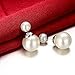 Onairmall Double Sides Earring Two Ball Beads Pearl Stud Earring Women Fashion Jewelry (White)