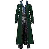 BITSEACOCO Mens Vintage Victorian Steampunk Jacket, Gothic Renaissance Medieval Frock Coat Cosplay Halloween Costume Tailcoat