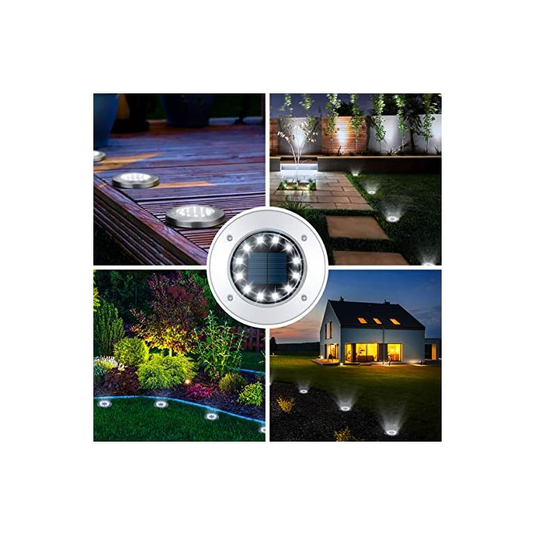 Comprar GIGALUMI Solar Ground Lights 12 LEDs 4 Pack Exterior blanco
