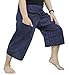 Thai Fisherman Pants Yoga Trousers Free Size 3/4 Cotton Stripe-Dark Navy Blue