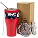 Smart Cooler 30 Oz. Sweat Free Ultra-Tough Double Wall Stainless Steel Tumbler Cup with Leak-proof Heavy Duty Tumbler Lids (Slide Lid & Flip Lid), Straw, & Cleaning Brush - Ruby Red