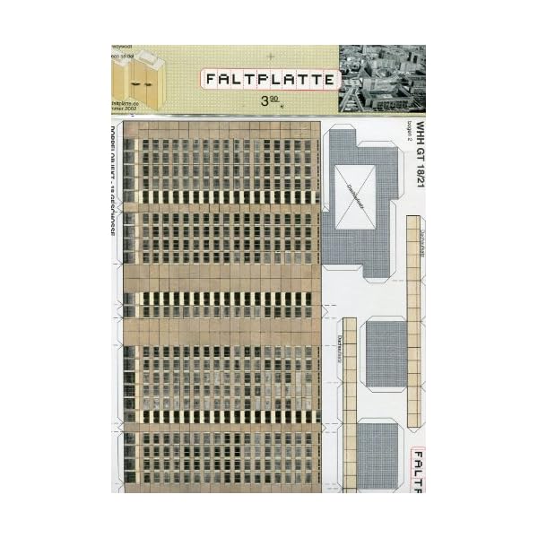 Kartonmodell Marke "Faltplatte: Wohnhaus Doppelobjekt 18 und 21 Stockwerke / WHH GT 18/21", MaÃstab 1:400, 2 BÃ¶gen