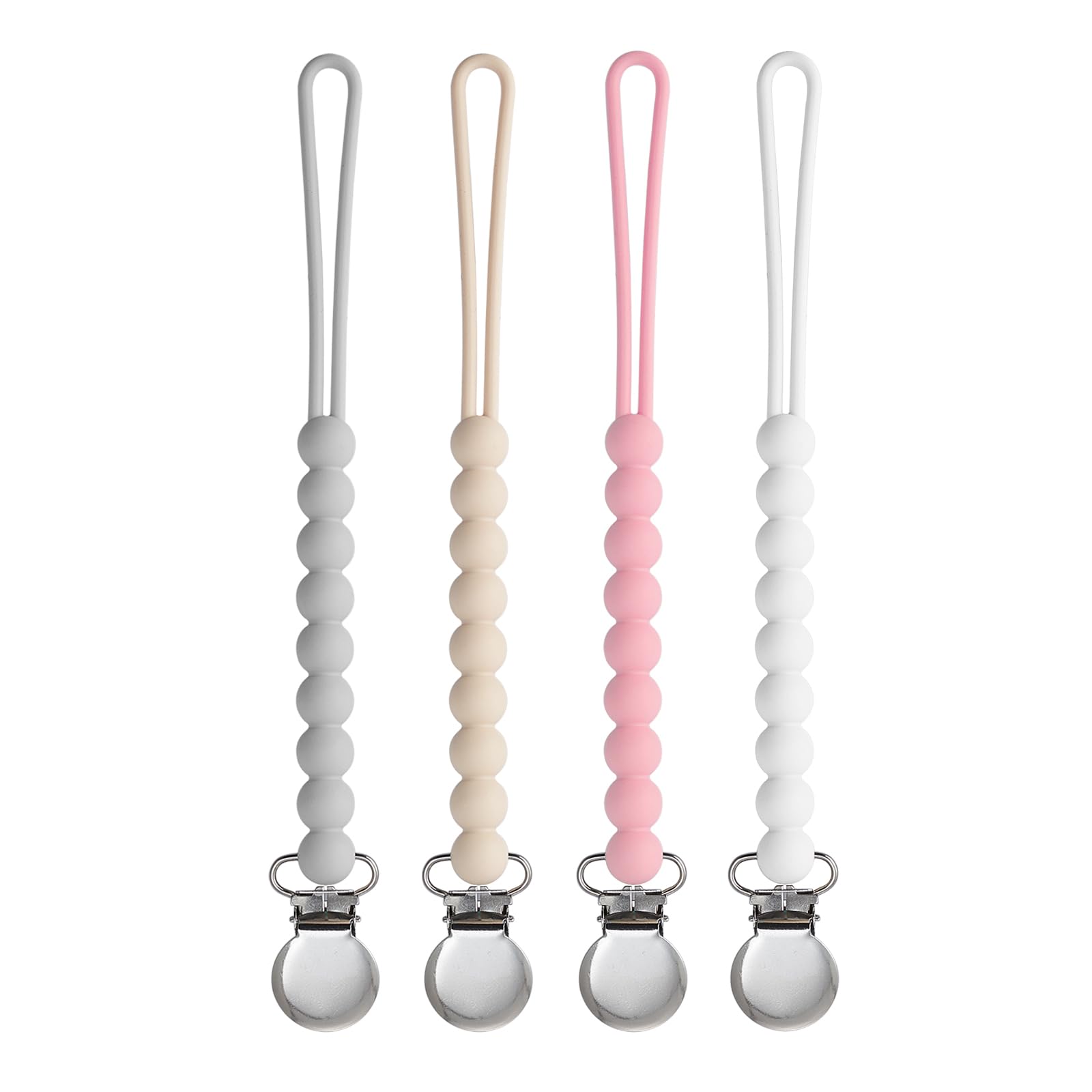 Dummy Clips for Girls, BOUESA Baby Dummy Clip Boys, Pacifier Silicone Clips with One Piece, Keep Pacifier Clean, Dummy Holder 4 Pack — image 1