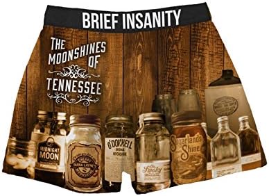 Brief Insanity Men's Boxer Shorts Underwear by Bourbons Beers Moonshines &amp; Cocktails (Large, BIBXR - Moonshines Of Tennessee)