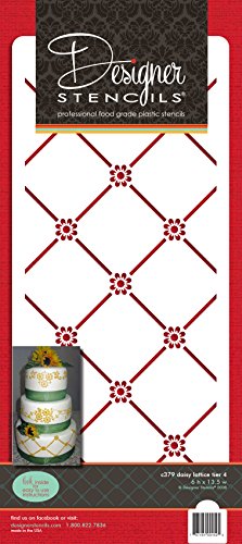Designer Stencils C379 Daisy Lattice 4 Cake Stenci, Beige/semi-transparent