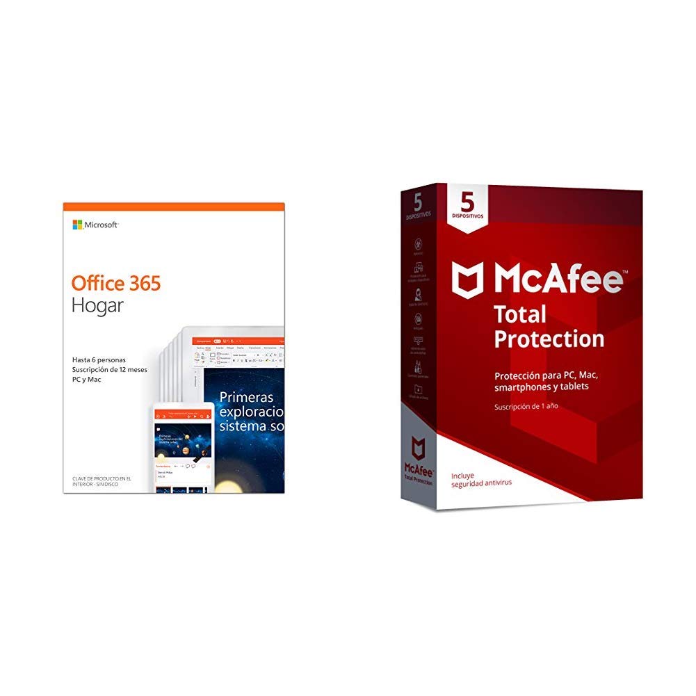 Microsoft Office 365 Hogar + McAfee Total Protection 5 Dispositivos