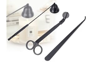 YURROAD 3 in 1 Candle Tools Set, Candle Wick Trimmer, Candle Cutter, Candle Snuffer, Candle Wick Dipper Accessory Set - Black