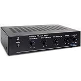 Pyle Compact 100W 25 / 70v Power Amplifier | Public Address - 3 Mic Inputs - Music On Hold, Tone Control, Input Selector - Office, Telephony or Speaker System - PCM60A