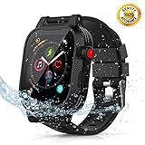 Waterproof Apple Watch 4 case - 44mm Waterproof iWatch 4 Case Waterproof Apple Watch 4 Case iWatch 4 Series 44mm Waterproof Case for 44mm Apple Watch 4 Waterproof Case Band Black for Men Women Girls
