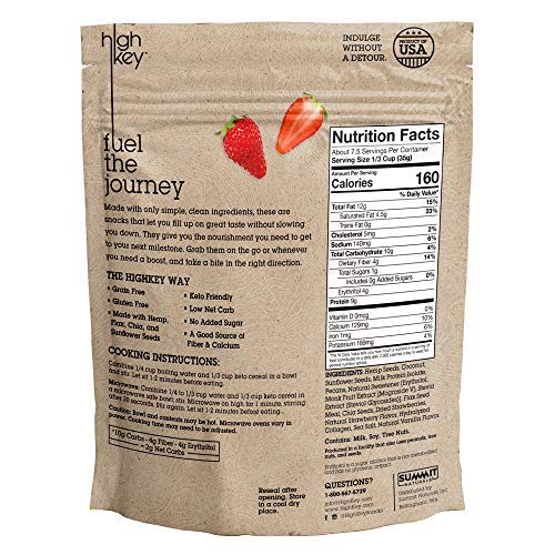 HighKey Snacks Keto Food Instant Breakfast Cereal - Low Carb Hot Oatmeal Substitute - Gluten Free Low Sugar Snack - High Protein Foods - Ketogenic Diet - Paleo Products - Strawberries & Cream - Thumbnail 4