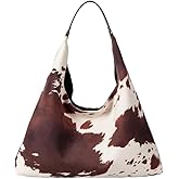 Cow Print Purse Suede Brown Large Capacity Cow Hobo Tote Bags Leopard Fall Purse Women Shopper Bag