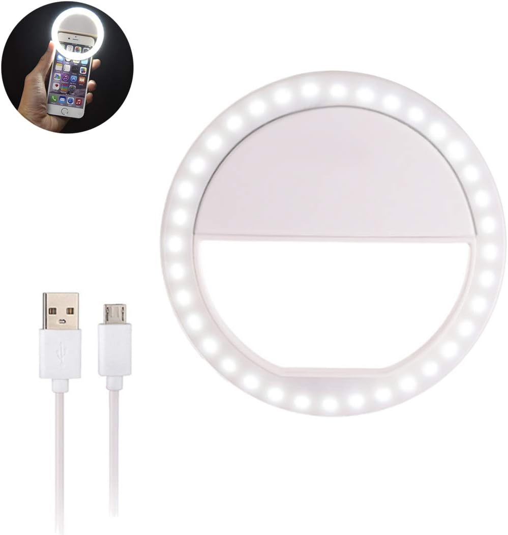 Aroland Ring Light for Phone Selfie Light Adjustable Brightness Selfie Light with 36 LED USB Rechargeable Make Up Light Ring Clip-on Circle Light for All Type Phone