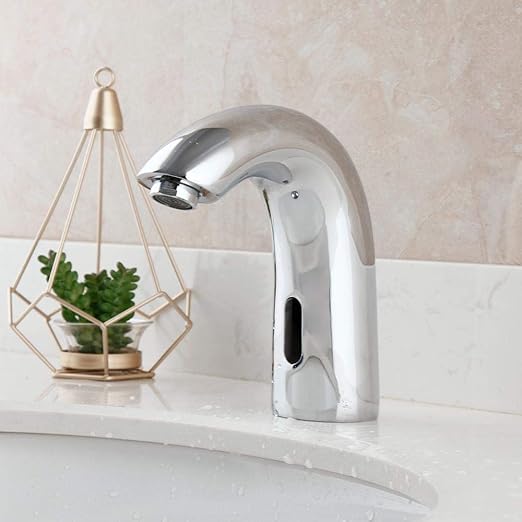 Sensor Sink Latón Cromo Inducción Grifo de una manija Cubierta Montada