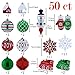 Valery Madelyn Christmas Tree Ornaments Set, 100ct Red Green White Shatterproof Christmas Tree Decorations Bulk, Whimsical Decorative Hanging Ball Ornaments for Xmas Trees Holiday Party Decor