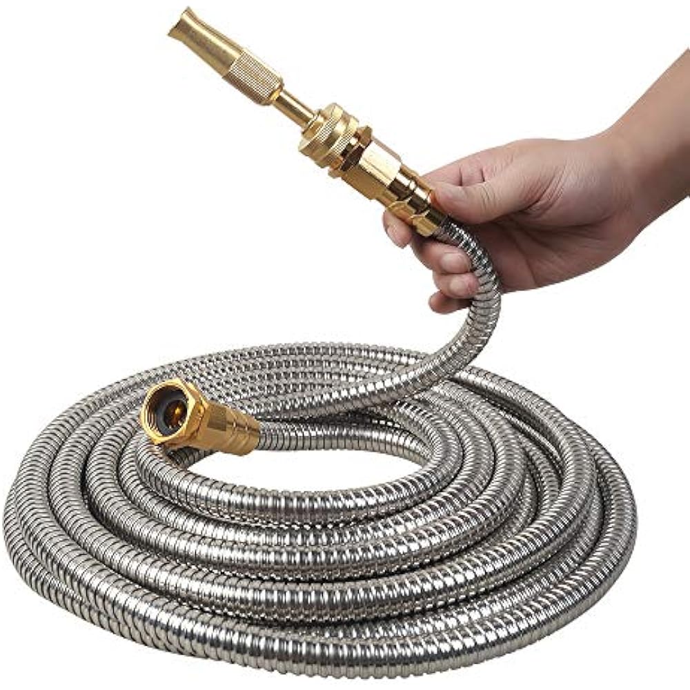 Stainless Steel Metal Garden Hose 304 Water Solid Fittings Newest Spray