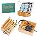 Real Bamboo Charging Station USB Charging Dock Storage Box Eco Friendly Desktop Stand Dock Holder For iPhone iPad Pro Smartphones,Cords Cable Organizer Compatible with Most 4/5/6 USB Charger.