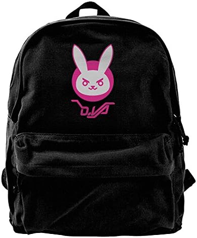 WuliXD Overwatch D.Va Bunny Logo Canvas Backpack Travel Bag