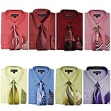 Milano Moda Long Sleeve Dress Shirt With Matching Tie & Handkie SG21