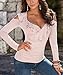 Akery Womens Sexy Flouncing Off Shoulder Long Sleeve Blouses T-shirt Tops,Pink,Medium