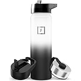 IRON °FLASK Camping & Hiking Hydration Flask with Straw, Wide Mouth Insulated Stainless Steel Sports Water Bottle - 22 oz Day & Night