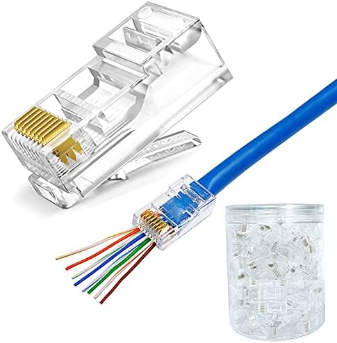 50 Connettori RJ45 Cat6 Pass-Through + 50 Pressacavi - Spina UTP Per Cavo 24-26 AWG - 2