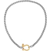 Wolentty Heavy Screw Anchor Shackle Wheat Necklace 18.5" Foxtail Chain Gift for Women