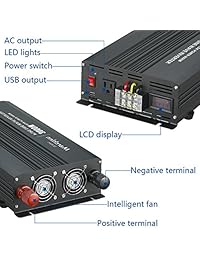 MarchInn 2000 W 3000 W onda sinusoidal pura inversor de energía solar de 12 V CC a 110 V 120 V AC convertidor de energía panel solar, RV para uso doméstico coche 12 V generador