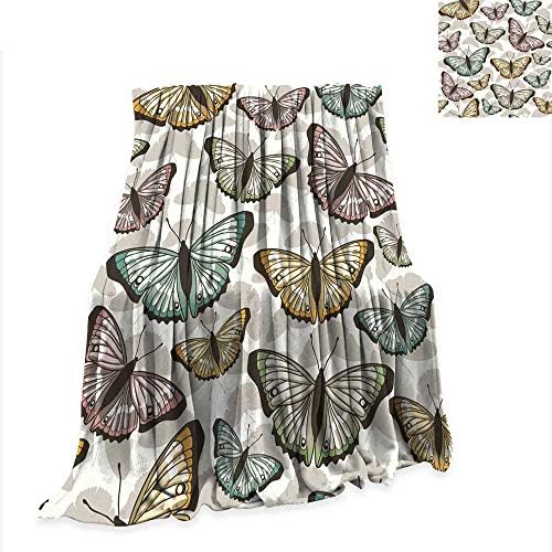 Anniutwo Print Artwork Image Flannel Throw Blanket Seamless Pattern with Butterflies 70"x50"