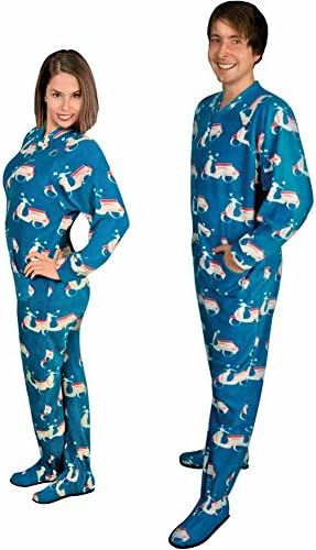 Footie Pajamas for Adults with Butt Flap Italian Scooter Fleece