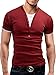 Benibos Mens Henley T-Shirts with Short Sleeve (US:M/Asia XL, 10Red)
