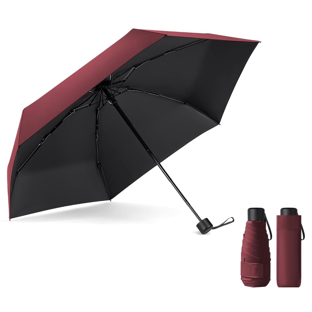 Vicloon Travel Mini Umbrella for Purse,6 Ribs Mini Umbrellas,Coating Layer Fabric Blocking UPF 50 UV Protection 99.9% Compact Folding Purse Umbrella, Travel Sun Umbrellas Lightweight Small Compact