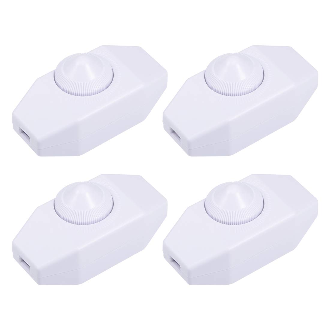 sourcing map Rotary Cord Switch AC 250V 2A Slide Control Lamp Dimmer 100-Watt White (Pack of 4)