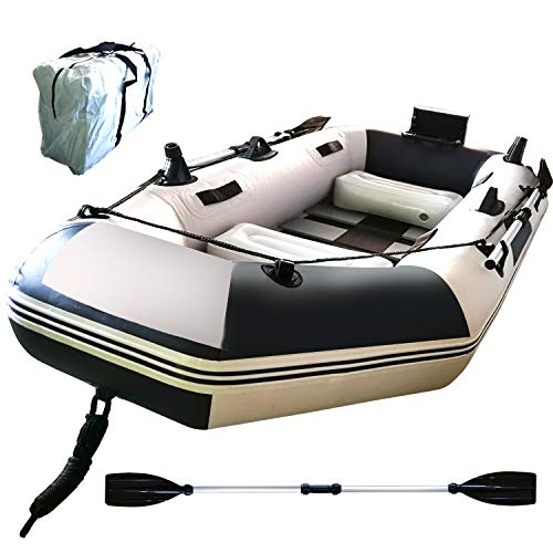 Fkstyle Fishing Boat, Inflatable Boat, 3 Seaters, 2-Piece Set, 90.6 x 45.3 x 11.8 inches (230 x 115 x 30 cm), Storage Case Included, Outboard Engine, Rod Holder, Load Weight 661.4 lbs (300 kg)