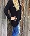 MIXMAX Women Lace Up Irregular V Neck Hooded Pollover Long Sleeve Blouse Shirt Tops (Small, Black)