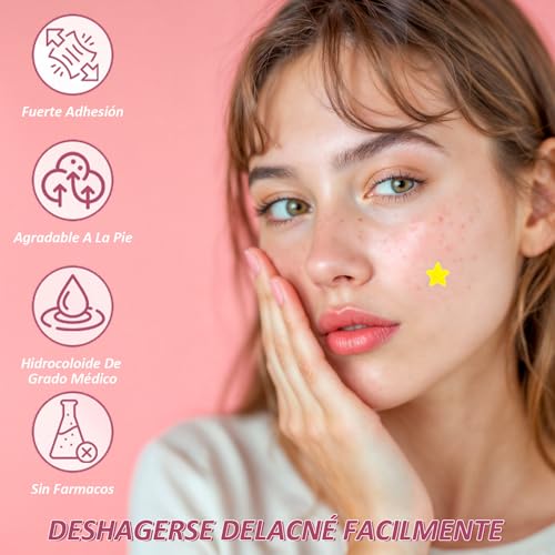 SYCHUNQI 96 Estrellas para Granos, 3 Cajas de Parches para Acne con Espejos | para Cubrir Acné e Imperfecciones, Pimple Reduce Enrojecimiento, para Fiestas y Uso Diario