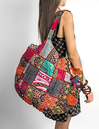 Hippie Handmade Shoulder Beach Bag Tote Boho Chic Patchwork Embroidered Purse Red