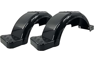 (2) Sturdy Built Black Plastic Single Axle Boat Trailer Fenders with Steps 9 1/4 in x 37 1/4 in x 12 in, 26972-2