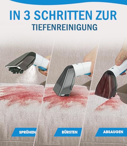 PEXCHO Polsterreiniger Gerät 550W Waschsauger für Teppich, Sofa & Autositze, Teppichreiniger Nasssauger gegen Tierflecken und Gerüche, 18kPa Textilreiniger mit Selbstreinigungsfunktion, JJB-718