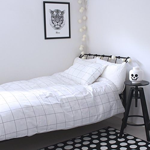 Amazon Co Jp 布団カバー 北欧 白黒 グラフチェック 布団カバー シングル 日本製 150cm 210cm ベビー マタニティ