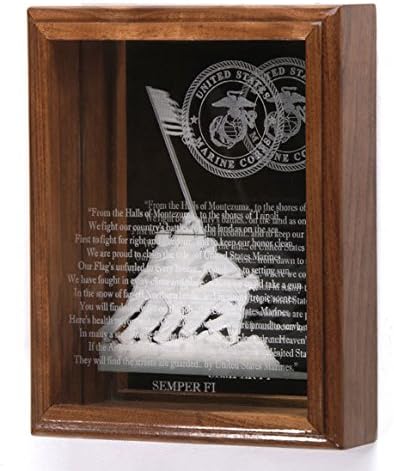 All American Gifts Marine Corps 3-D Mirror Memorial Case 8x10 - USMC EGA/Iwo Jima/USMC Hymn