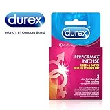 Durex Performax Intense Ribbed & Dotted with Delay Lubricant Premium Condom, 3 Count