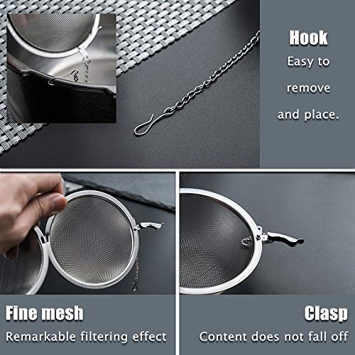 2 Pack Tea Strainer-Stainless Steel Mesh Tea Ball Infuser,Premium Tea Filter Tea Interval Diffuser with Extended Chain Hook for Loose Leaf Tea and Spices & Seasonings