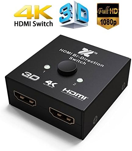 HDMI 2.0 Switch 2 Ports HDMI Bi-diectional Switch Splitter 2×1 or 1×2 Pass through UHD 4Kx2K@60Hz Full HD 1080p, 3D,Supports XBox 360, XBox One, PS3, PS4,HDTV, Blu-Ray DVD