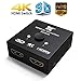 HDMI 2.0 Switch 2 Ports HDMI Bi-diectional Switch Splitter 2×1 or 1×2 Pass Through UHD 4Kx2K@60Hz Full HD 1080p, 3D,Supports Xbox 360, Xbox One, PS3, PS4,HDTV, Blu-Ray DVD