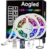 Aogled Ruban LED,Bluetooth Bande LED 10M avec Contrôle APP et Télécommande à 40 