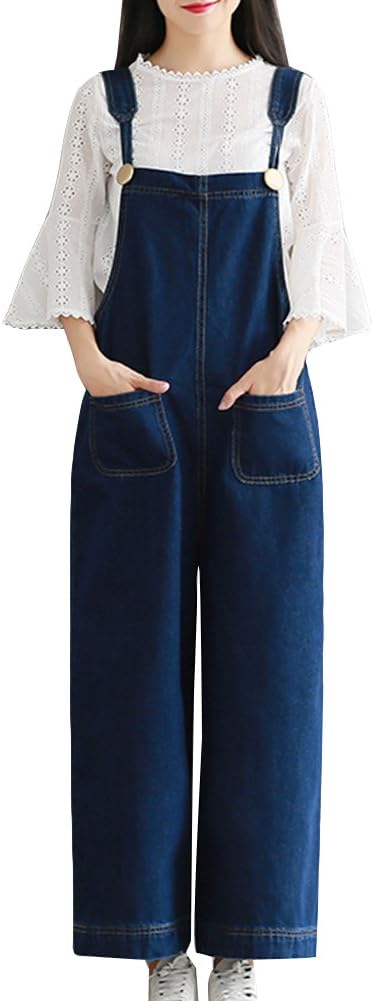 Womens Vintage Baggy Dungarees Belt Jeans Jumpsuits Overalls Loose Leisure Trousers Bib Pants Wide Leg Long Ankle Pants Plus Size