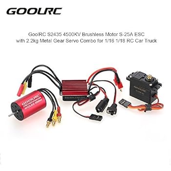 GoolRC S2435 4500KV Brushless Motor S-25A ESC with 2.2kg Metal Gear Servo Upgrade Brushless Combo Set for 1/16 1/18 RC Car Truck
